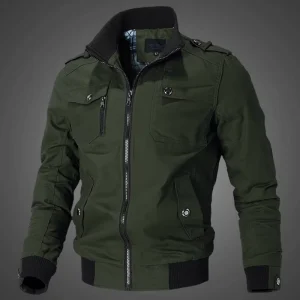 Men’s Casual Fashion Windbreaker Jacket Coat Spring Autumn Outwear Slim Stand Collar with Zippers Windproof
