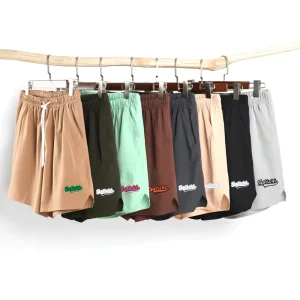 Men’s Casual Gym Shorts Quick Dry Polyester Breathable Mid Waist with Elastic Drawstring Closure Printed Letter Pocket