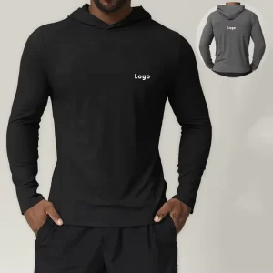 Men’s Casual High Impact Quick Drying Workout Fitness Running Gym Training Sportswear Long Sleeves Pullover Hoodie Sweatshirt