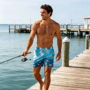 Men’s Casual High-Waisted Board Shorts Custom Logo Print Beach Shorts Swim Trunks