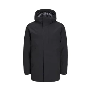 Men’s Casual Hooded Breathable Thick Polyester Stand Collar Solid Pattern Trench Coat