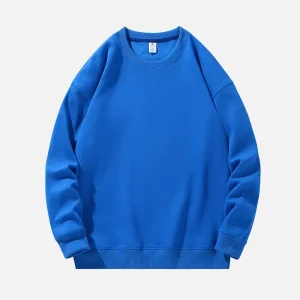 Men’s Casual Hoodie New Fashion 300G Drop Shoulder Oversize Sweatshirt Crew Neck Long Loose Pullover Solid Pattern Autumn Style