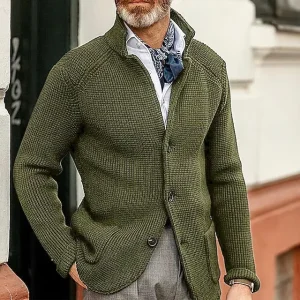Men’s Casual Long Sleeve Solid Color Knitted Winter Outerwear Plus Size Sweaters