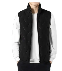 Men’s Casual Loose Coat Winter Long Sleeve Short Coat Zipper Solid Color Cotton Cashmere