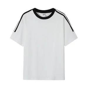 Men’s Casual Loose Fit 100% Cotton T Shirt Custom Logo Printed Short Sleeve 240 Grams Geometric Pattern Knitted