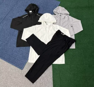 Men’s Casual Outdoor Sports Tracksuit Sets Lightweight Breathable Hooded Jackets Quick Dry Windproof Water-Resistant Pants