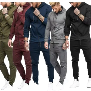 Men’s Casual Outfit Athletic Jogging Set Full Zipper Hoodie Solid Pants Custom Logo Sublimation Sports Shirt Sweatsuit Tracksuit