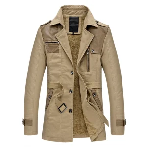 Men’s Casual Overcoat Solid Color Trench Coat