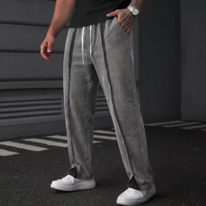 Men’s Casual Pants Cotton Polyester Straight Leg Trousers for Men Breathable Business Leisure Drawstring Pants Low MOQ