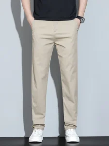 Men’s Casual Pants Korean Style Solid Color Loose Fit Straight Leg Trousers Minimalist Versatile Trendy