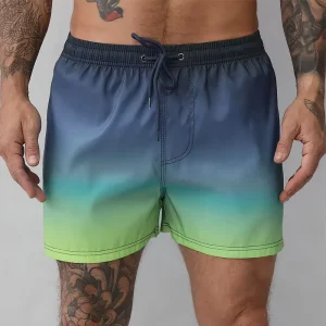 Men’s Casual Pattern Beach Shorts Elastic Waist Bathing Swim Trunks Hawaii Shorts