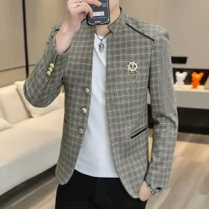 Men’s Casual Plaid Slim Fit Coats