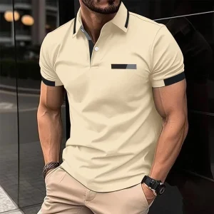 Men’s Casual Polo Shirts Chest Pocket Lapel Collar Button Business T shirts Summer Tops