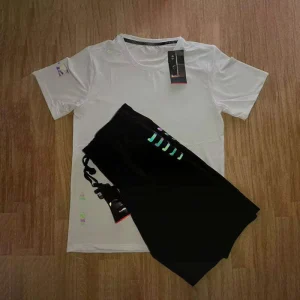 Men’s Casual Running Workout Gym Short Sleeve Sets T Shirts Breathable Lightweight Quick dry 100% Polyester High Stretch