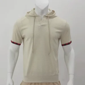 Men’s Casual Short Sleeve Solid Knitted V neck T Shirts Custom Logo Quick Dry Breathable Low MOQ