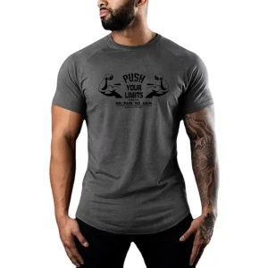 Men’s Casual Short Sleeve Sport Workout Training Cotton T Shirt Gym Fitness Bodybuilding Sportswear Fashion Shirt