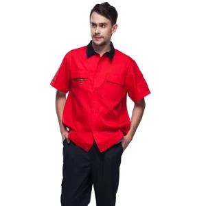 Men’s Casual Short Sleeve Work Shirt Summer 100% Cotton Workwear