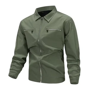 Men’s Casual Sports Jacket for Autumn Solid Color with Customizable Loose Collar Top Workwear & Sports