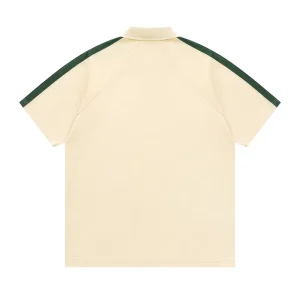 Men’s Casual Sports Polo Shirt Raglan with Contrast Side Panel and Printed T Shirt Piped Polo Shirt