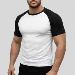Men’s Casual Sports Quick Dry T Shirt Raglan Sleeve Gym Top Breathable Wicking Fitness T Shirt Custom Brand Logo Print