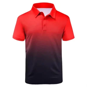 Men’s Casual Sports Short-Sleeved for POLO Shirt 3D Gradient Jersey with Solid Lapel 100% Polyester T-Shirt