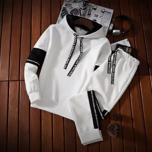 Men’s Casual Sports Suit for Spring and Autumn Trendy Hoodie and Jacket Set Lightweight Clothing