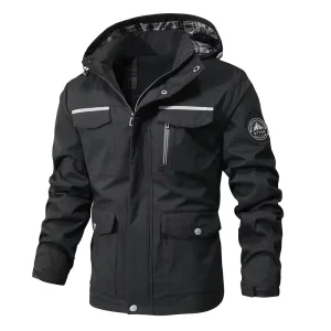 Men’s Casual Spring Autumn Hooded Eco Friendly Breathable Oxford Fabric Long Trench Coat Lightweight Woven Polyester