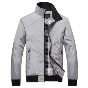 Men’s Casual Stand Collar Baseball Jacket in Korean Style for Spring Autumn Top Trendy Youth Workwear Plain Dyed for Winter
