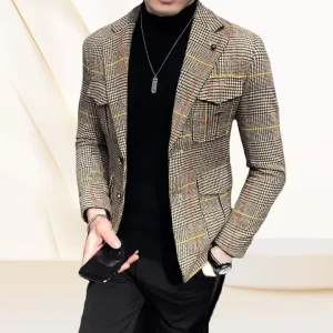 Men’s Casual Suit Jacket Spring New Checkered Suit Jacket Men’s Processing Custom Jacket