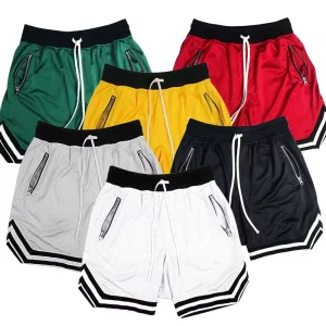 Men’s Casual Summer Athletic Black Cargo Mesh Baggy Shorts for Workout Beach Street or Tennis Loose Pants Wear