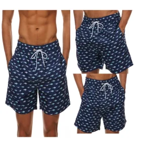Men’s Casual Summer Beach Swim Trunks 100% Polyester Elastic Waist Quick Dry Waterproof for Swimming and Bathing