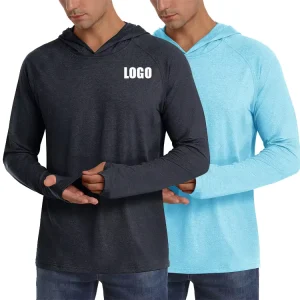 Men’s Casual UPF50+ Sun Protection Hoodie T shirts Quick Dry Long Sleeve Pullovers Fishing Hiking Running Tee Tops