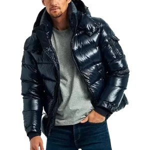 Men’s Casual Winter Jacket Custom Puffer with White Duck Down Fill Zipper Closure American Winter Coat