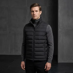 Men’s Casual Winter Waistcoats Jacket Vest Zipper Closure Plus Size Waterproof Breathable Crocheted Design Basic Plain Style