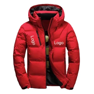 Men’s Casual Winter White Duck Parka Jacket Solid Color Hooded Puffer Coat Zipper Closure Plus Size Warm Thick Coats for Outdoor