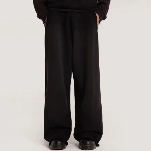 Men’s Casual Work Pants Wide Leg French Terry Hip Hop Style Loose Fit Mid Joggers Sweatpants Streetwear for Sports Exercise