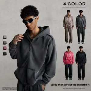 Men’s Casual Zip Up Hoodie Oversized Loose Fit Comfortable Sweatshirt Streetwear Fashion Jacket for Daily Wear