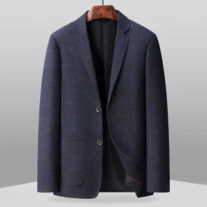 Men’s Classical Plaid Long Sleeve Casual Suit Jacket Business Leisure Coat Blazer