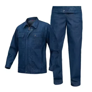 Mens Clothes for Work Denim Workwear Jeans Jacket and Pants Worker Wear Uniform Construction Working Suit Customized