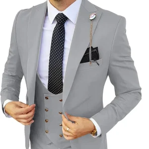 Men’s Clothing 3 Piece Suit Set Business Fashion Wedding Blazer Coat Vest Pant Plus Sizes