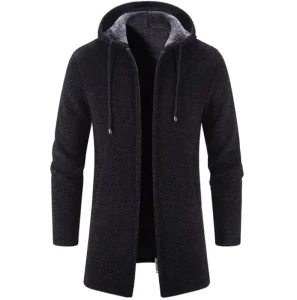 Men’s Coat Autumn Winter Warm Zipper Medium Long Cardigan Knitwear