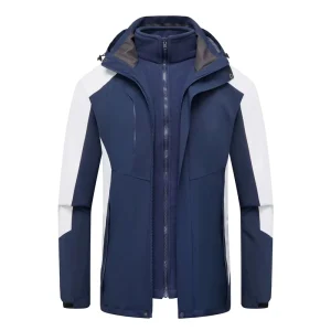 Men’s Coated Polyester Soft Shell Winter Jacket Waterproof Windproof for Outdoor Sports Zipper Closure Warm Breathable Cycling