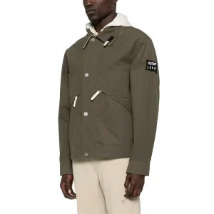 Men’s Color Block Custom Logo Casual Cotton Coat Spring Outerwear Loose Fit Trendy Streetwear Hooded Jacket