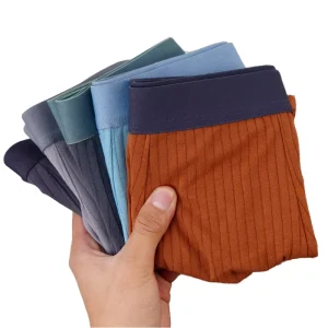 Men’s Combed Cotton Solid Boxer Briefs Breathable Flat Trunks For Men Soft Anti-Abrasion Daily Underwear For Men