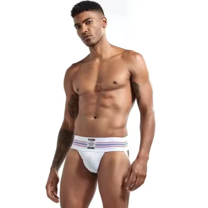 Men’s Comfortable Anti-Bacterial Thong Boxers Breathable Elastic Large Bag Hip Back Knitted Fabric Nylon Cotton Double Ding
