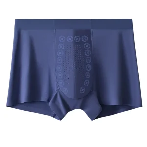 Men’s Comfortable Modal Negative Ion Massage Boxer Underwear Antibacterial Mid Rise Business Outfit Breathable and Traceless