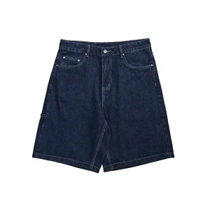 Men’s Comfortable Vintage Style High Waist Straight Casual Wear Denim Shorts Jeans