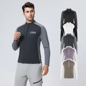 Men’s Compression Fitness Tennis Training Shirt 1 4 Quarter Zip Long Sleeve Shirt with Men’s Shirt Long Sleeve