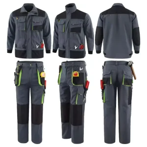 Men’s Construction Canvas Workwear Set Breathable Waterproof Multi-Pocket Work Jacket Pants Custom Print
