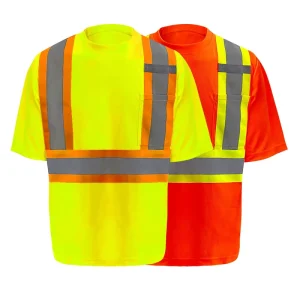 Men’s Construction Workwear Unisex Custom High Visibility Safety Shirts with Reflective Tape